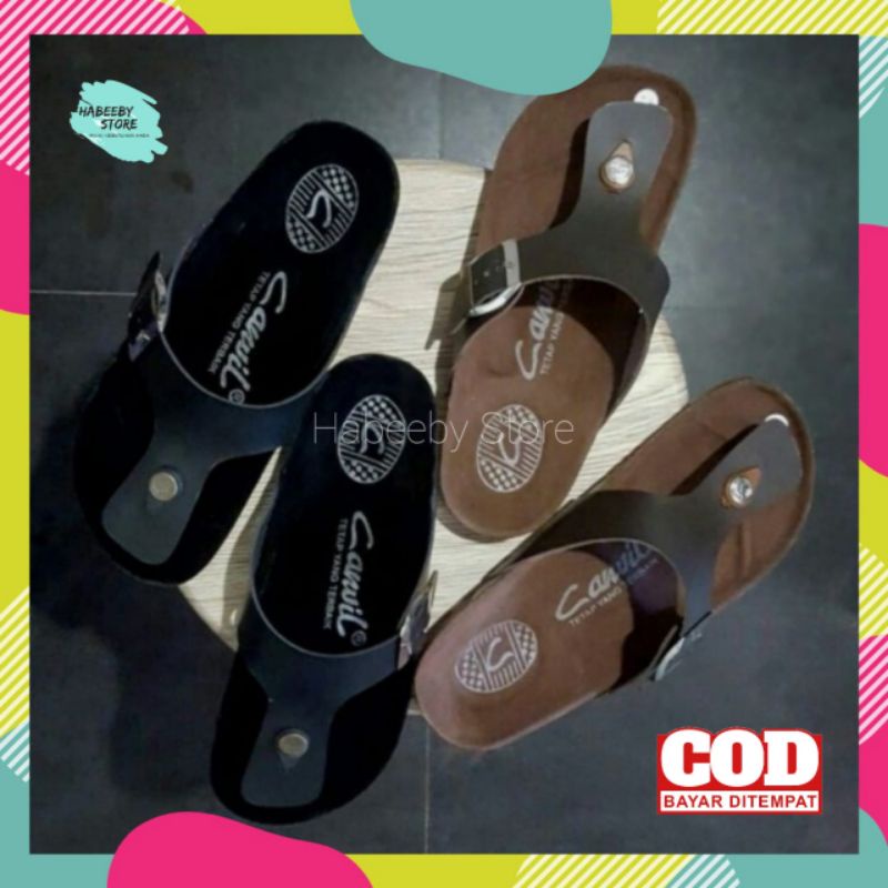 SANDAL PRIA SANDAL CARVIL KULIT PRIA SLOP ORIGINAL IMPORT MURAH