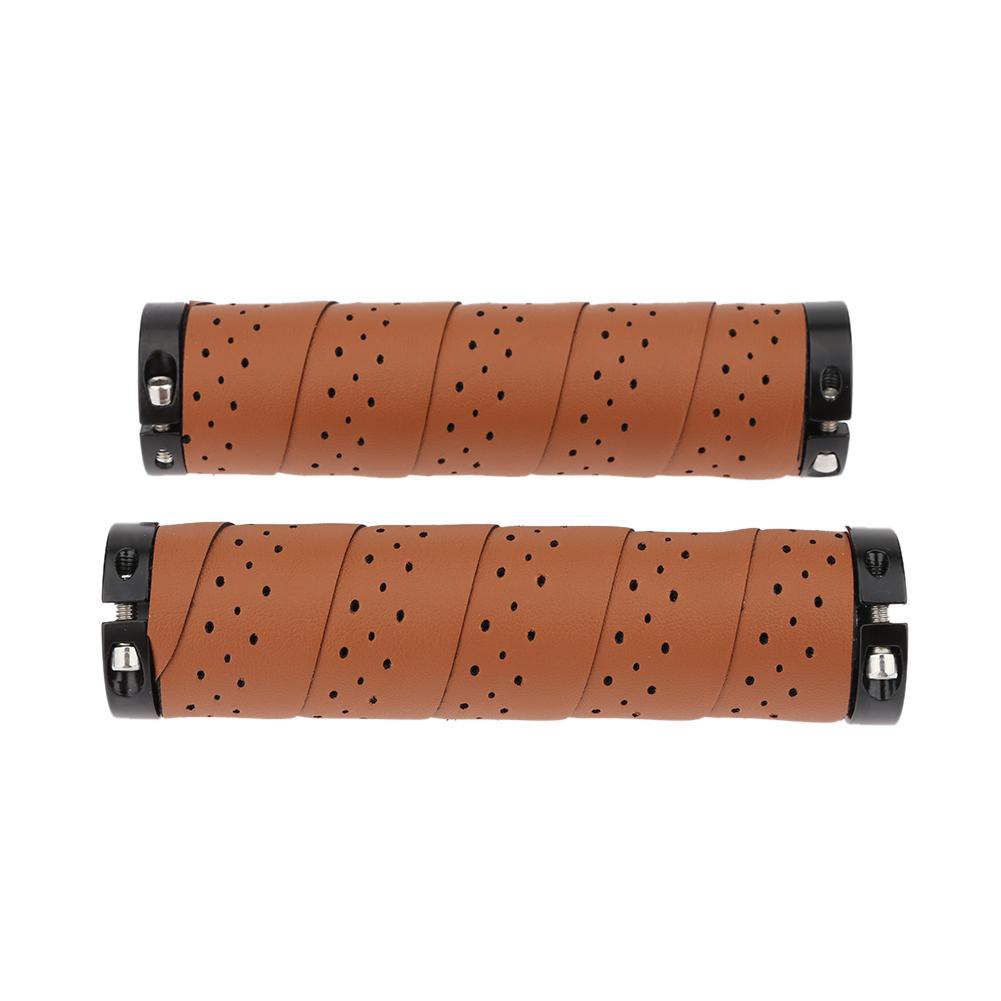 2pcs Vintage Bike Bicycle Leather Anti-skid Handlebar Cover Sleeve Grips