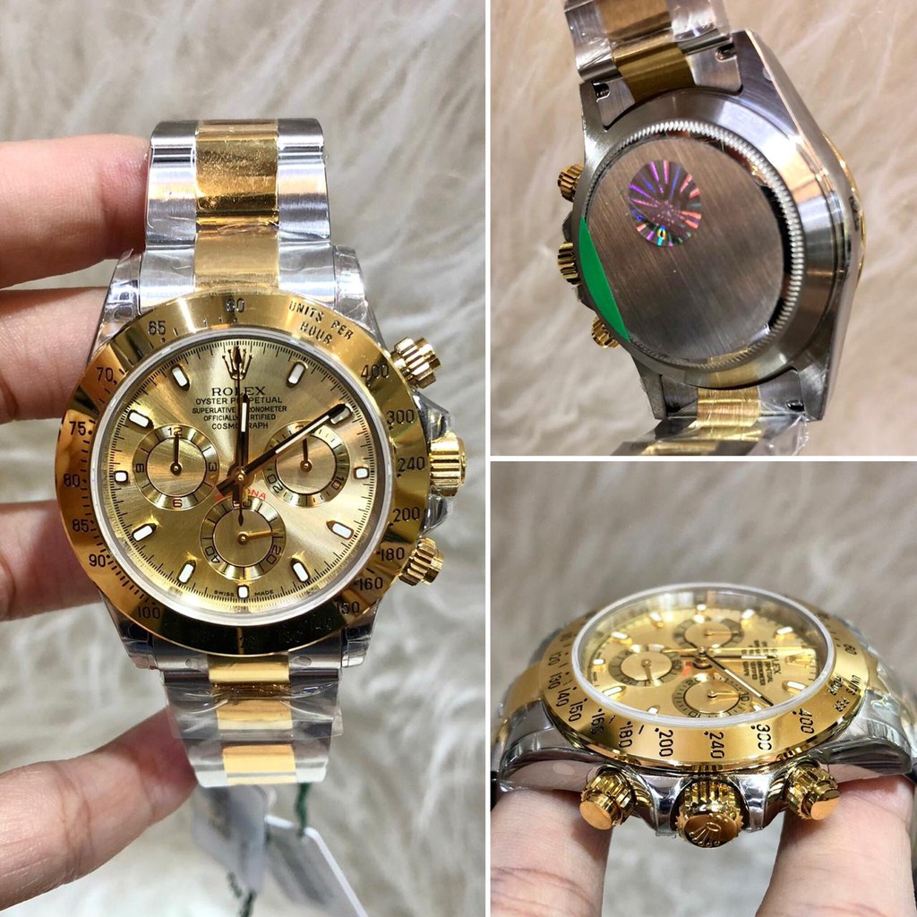 JAM TANGAN PRIA ROLEX DAYTONA SWISS MATIC CLONE RANTAI COMBINASI