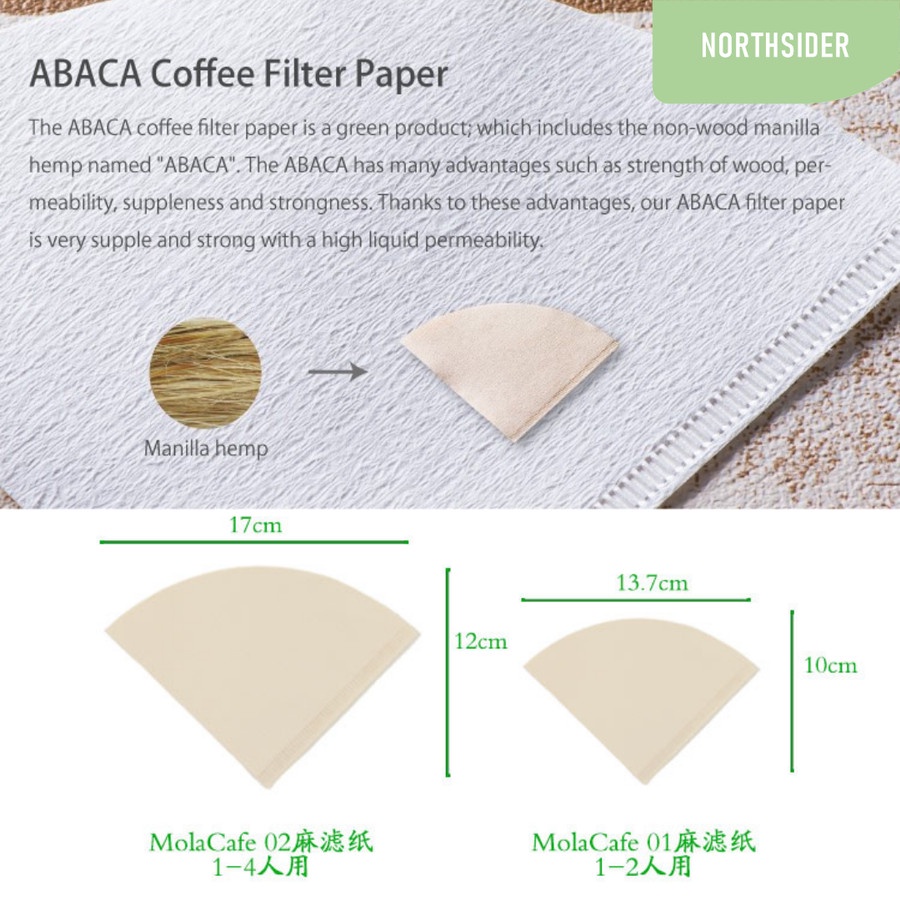 MOLA paper filter V60-02W ABACA / kertas filter kopi 100 Pcs White