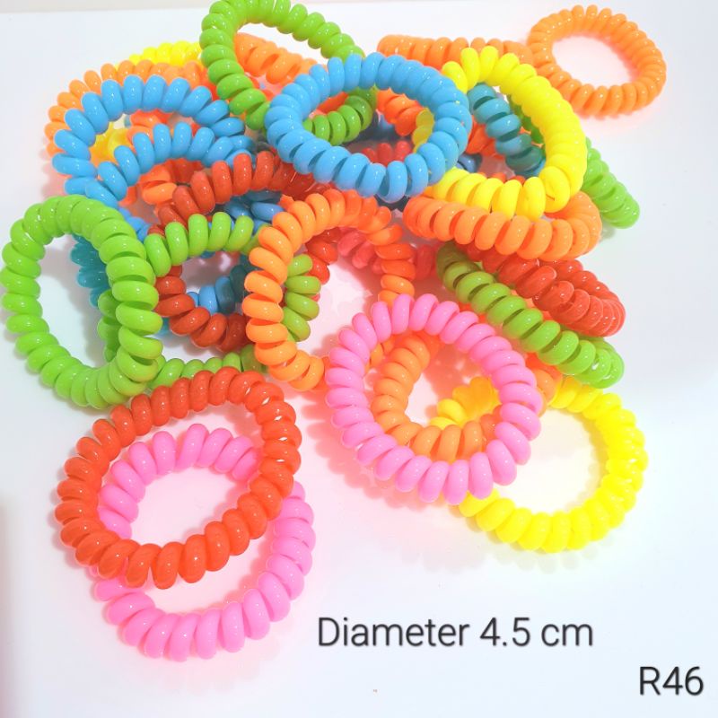 R46 - Ikat Rambut Kunciran Spiral Diameter 4,5 CM Elastis Import Murah Warna Warni