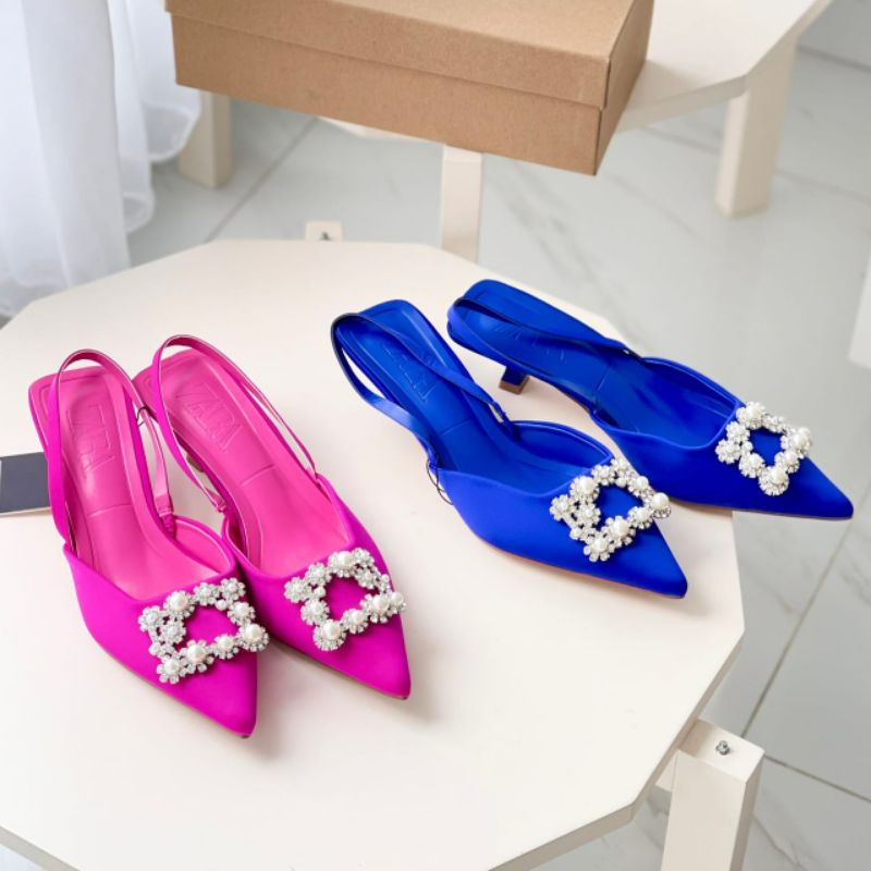 PROMO SALE Zara Shoes Heels 5 cm Sepatu Sandal Pesta biru pink