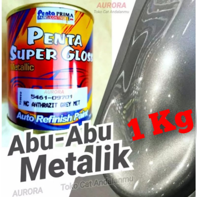 Penta Supergloss Cat Abu abu Metallic Anthrazit Grey Metalik Abu Monyet Lemah Teles 1 Kg