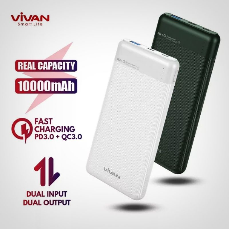 (VIVAN PBM10) Powerbank 10.000 mAh 18W PD Fast Charging 3A Dual-Way Type C/Micro Quick Charge