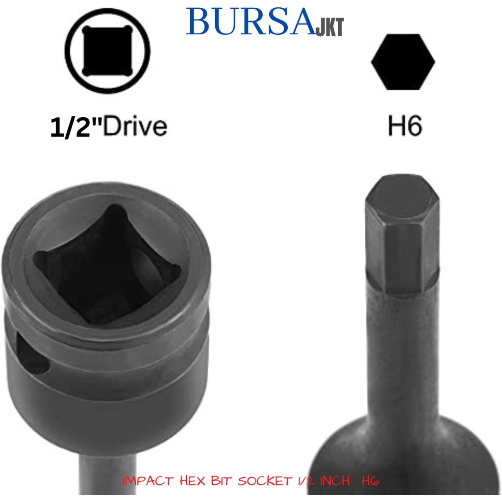 IMPACT HEX HEAD DRIVER BIT SOCKET SOCK SOK 1/2&quot; 78 MM H6 6MM