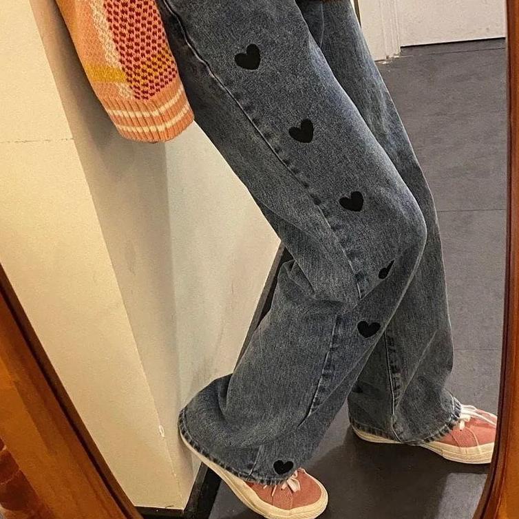 "LIE. 462" HIGHWAIST KULOT JEANS J 18 MOTIF LOVE/ CELANA WANITA KOREAN STYLE/VINTAGE/KLT LIPAT LOVE