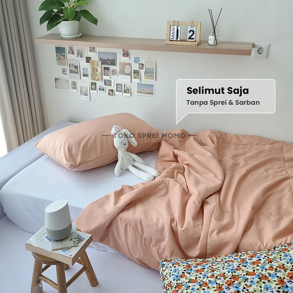 Bedcover Single Polos Lite Edition - Microtex Seri Aesthetic - Selimut Saja