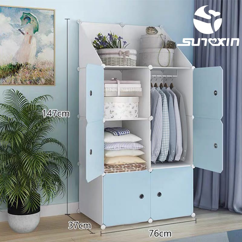 Unik Sunxin - Lemari Kotak Plastik Portable Bongkar Pasang 6 Pintu / Lemari Plastik