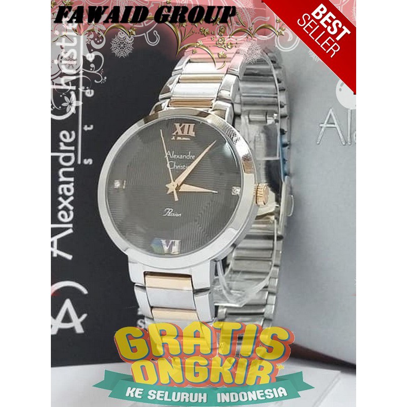 BEST SELLER JAM TANGAN WANITA ALEXANDRE CHRISTIE AC 2616 WANITA SILVER COMBI BLACK ORIGINAL