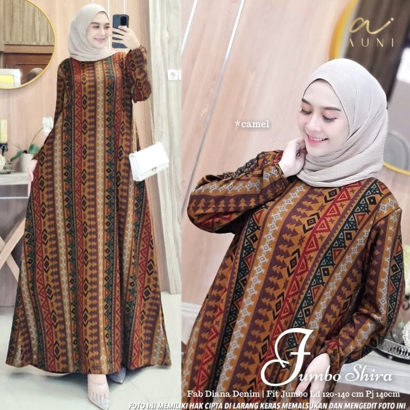 BAJU GAMIS TERBARU 2022 SHIRA JUMBO DRESS BY AUNI DIANA DENIM PREMIUM IMPORT TEBAL ADEM HALUS JATUH 