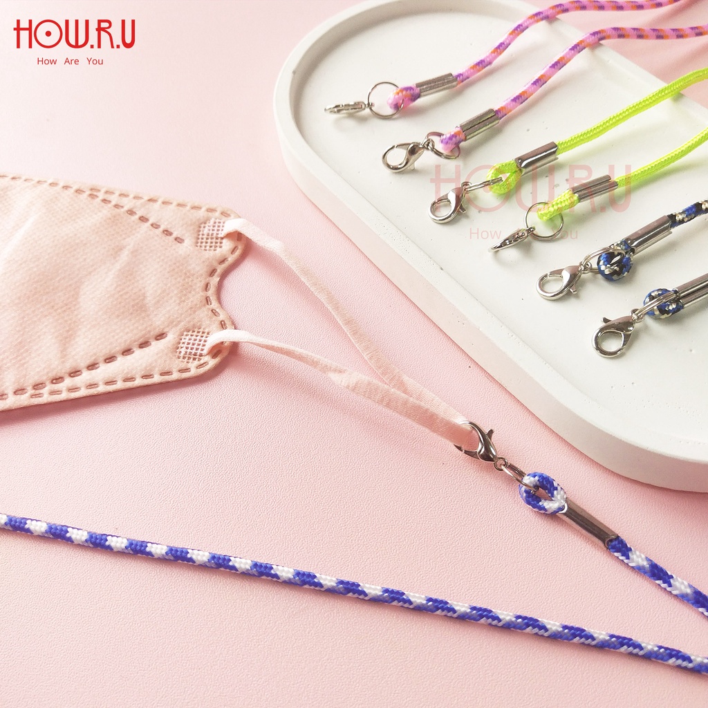 HOW.R.U | Strap Masker / Tali Lanyard / Kalung Masker Tali Motif Murah Lucu Warna-Warni 61cm