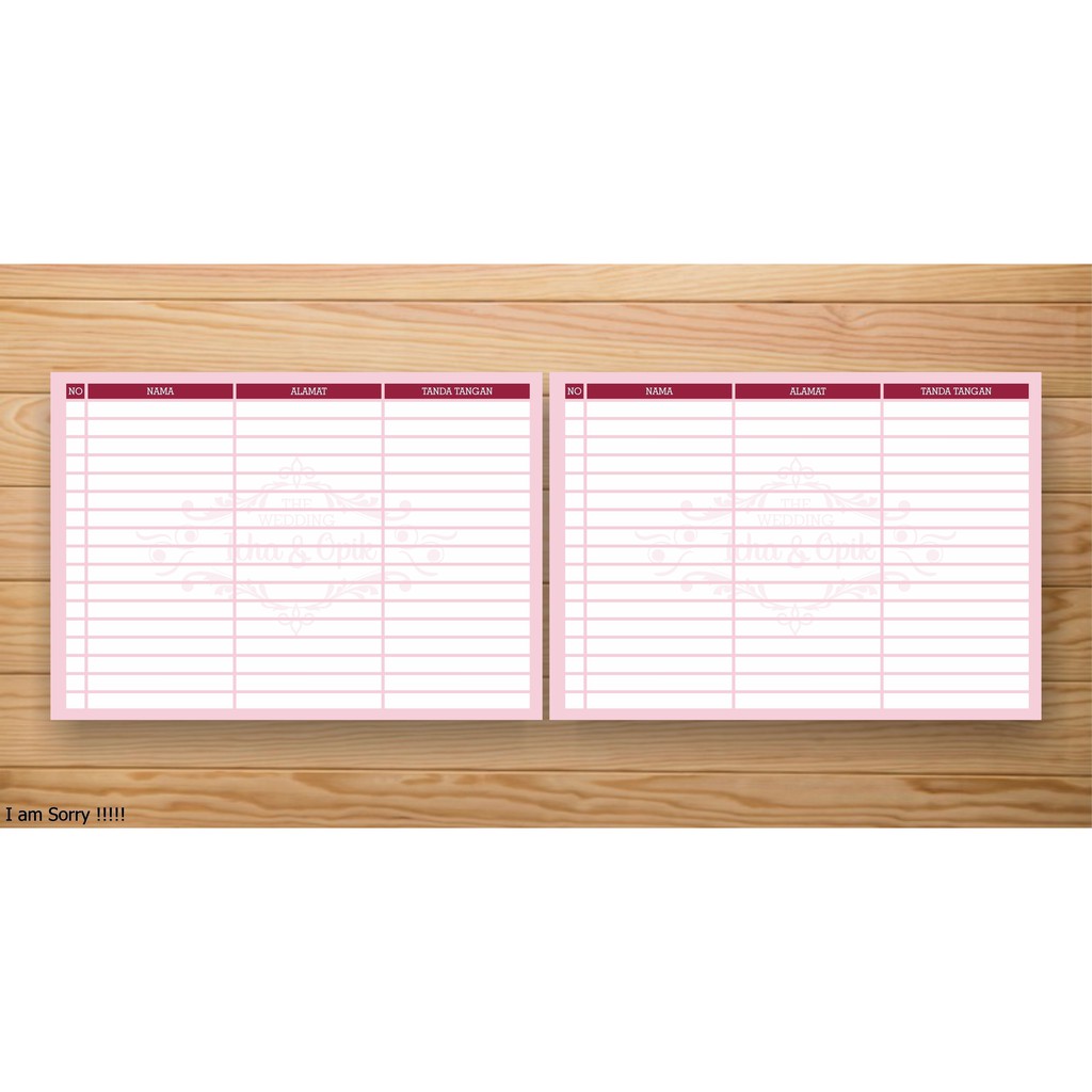 BUKU TAMU COSTUME ,  GUEST BOOK FREE DESAIN