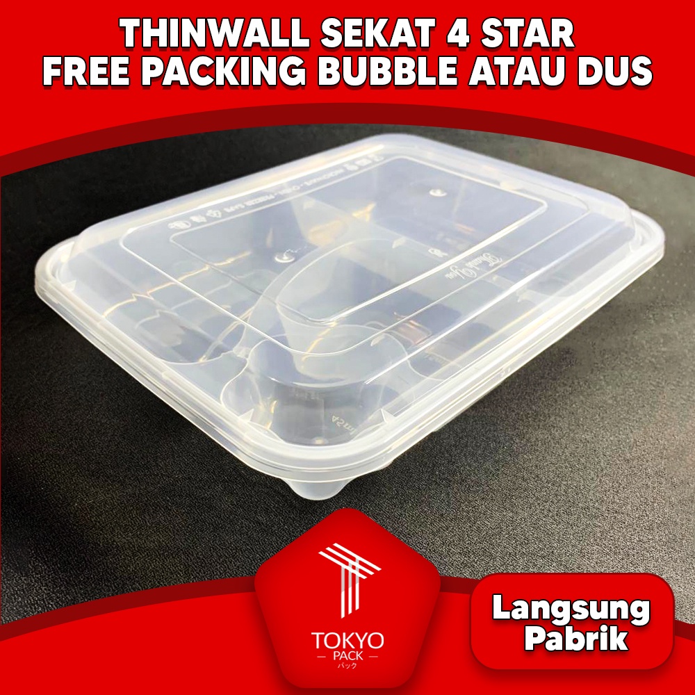 Bento box 4 sekat star / food container 4 sekat / lunch box murah