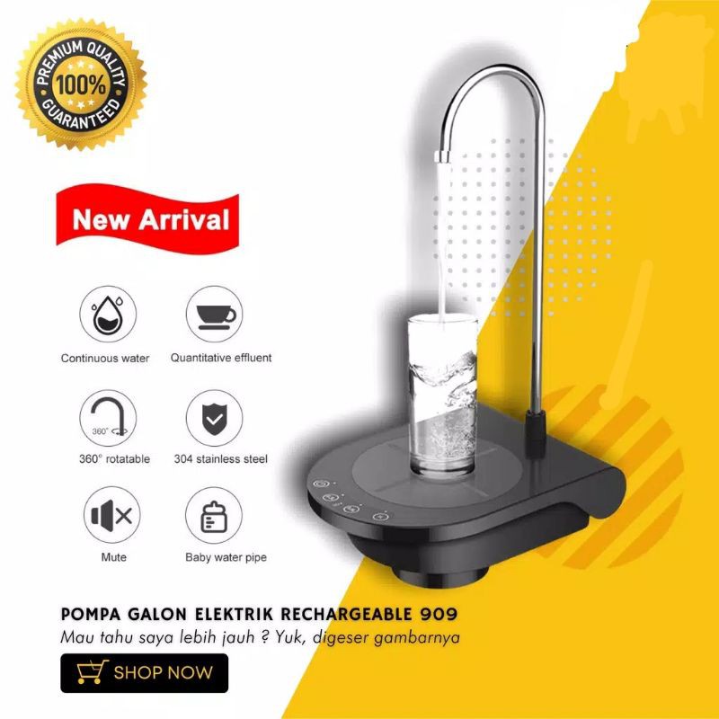 pompa galon elektrik meja dispenser galon penyedot air HD909 electric rechargeable electric water di