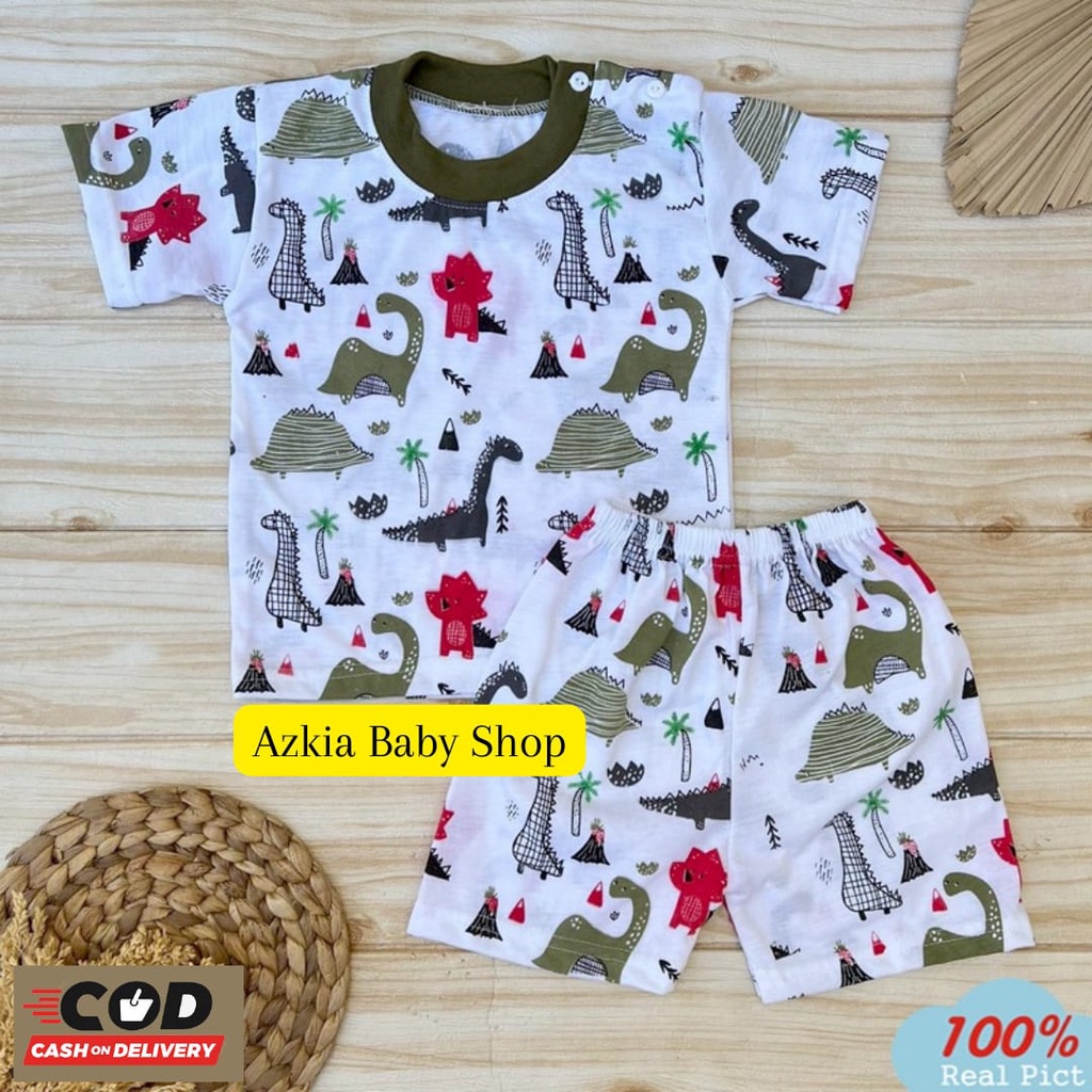 Setelan Piyama Baju Tidur Bayi Motif Dino Baju Anak Baju Tidur Usia 3-12 Bulan