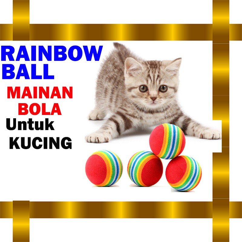 RAINBOW BALL - MAINAN BOLA KUCING KITTEN ANJING DOG TOYS CAT TOYS MAINAN KUCING BOLA KARET 3 CM