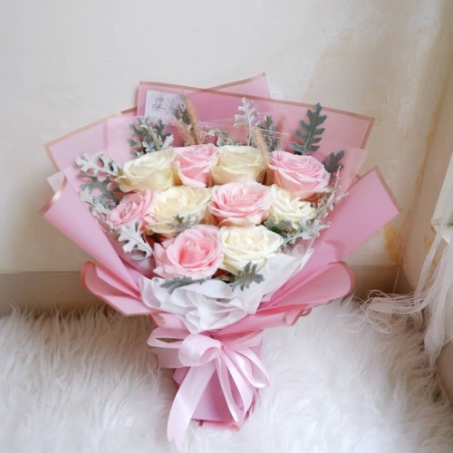 FLOWER WRAPPING GOLD LINE COLOR (ECER) TRANSPARENT CELLOPHANE KERTAS BUKET BUNGA HAND BOUQUET (KB02-05-11)