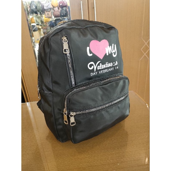 Ransel Fashion Korean Motif Random Sablon Hitam Terlaris