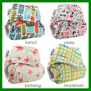 Pempem Full Motif Inner Gusset + Insert Litty | clodi | popok kain | Cloth Diaper pocket