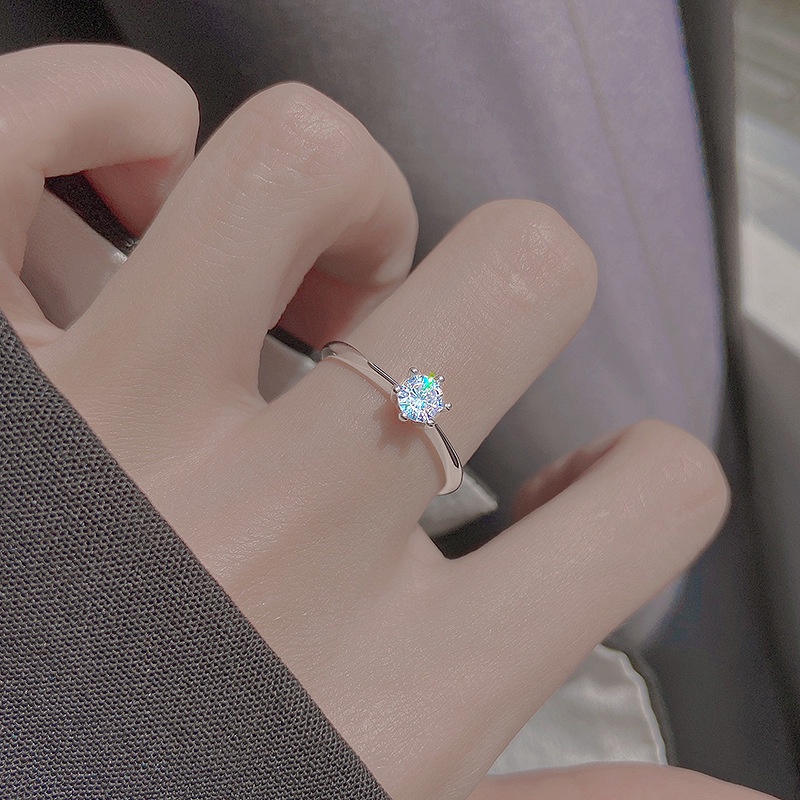 Cincin Model Terbuka Bentuk Persegi Hias Berlian Zircon Warna Permen Adjustable Untuk Wanita