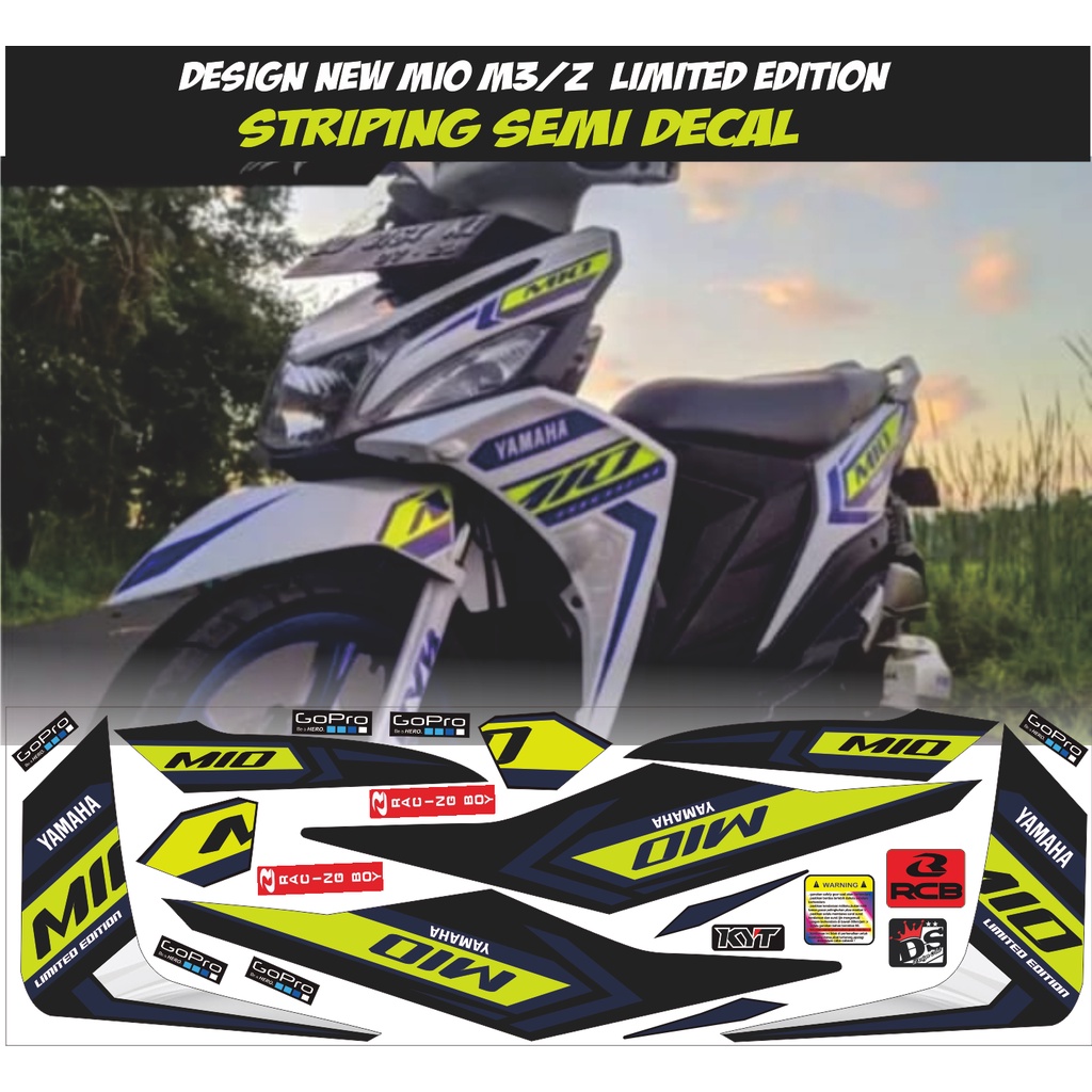 striping mio m3/mio z variasi /striping mio semi decal warna biru stabilo