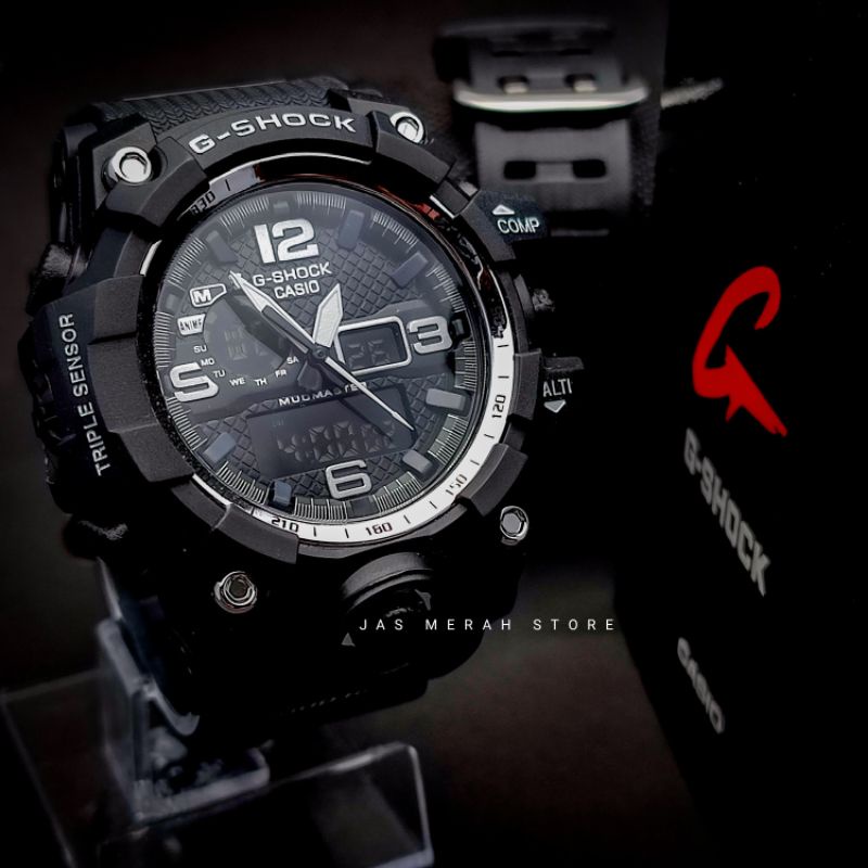 JAM TANGAN PRIA CASIO G-SHOCK BLACK SILVER GWG 1000 GRADE A DUALTIME TAHAN AIR