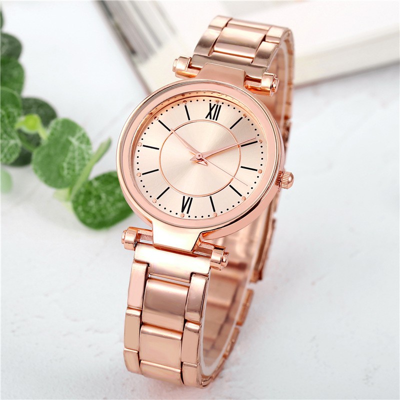 ✅Grosir Jam Senen - Jam Tangan Quartz Analog Dial Bulat Casual Strap Stainless Steel Untuk Wanita