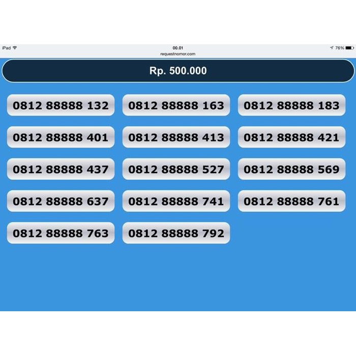 NOMOR CANTIK SIMPATI 0812 88888 XXX