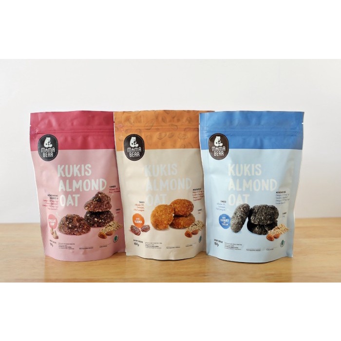 MamaBear Kukis Almond Oat ASI Booster Pelancar rasa Coklat Cookies Cream Kurma mama Bear choco chips