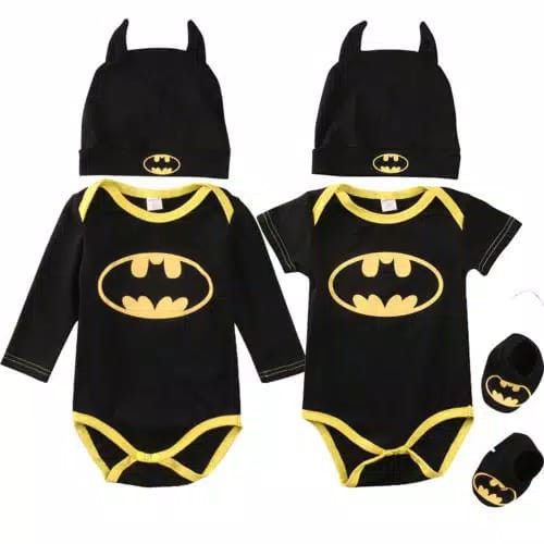 Romper batman set topi sepatu import cute baby costume kostum bayi kado newborn