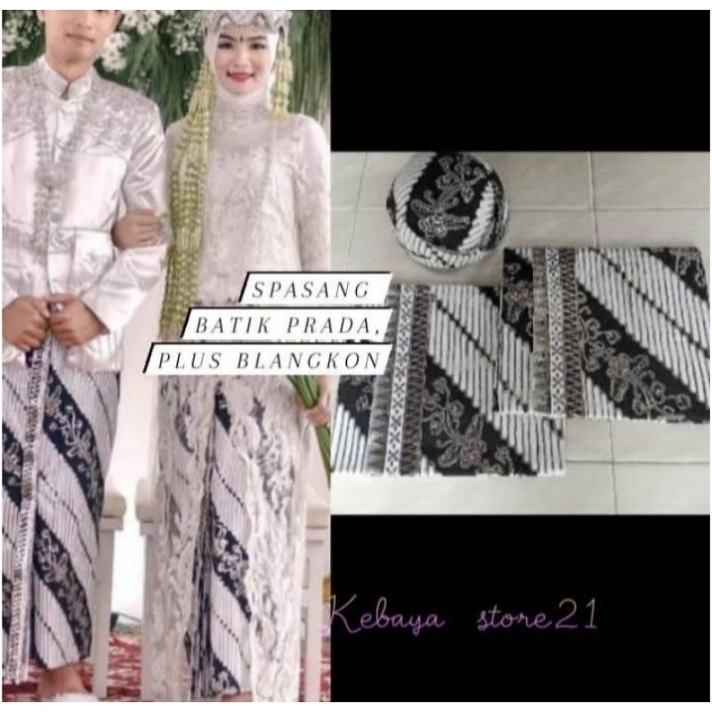 TERMURAH KAIN BATIK PRADA PLUS BLANGKON PENGANTIN | KAIN JARIK + BALNGKON MURAH |