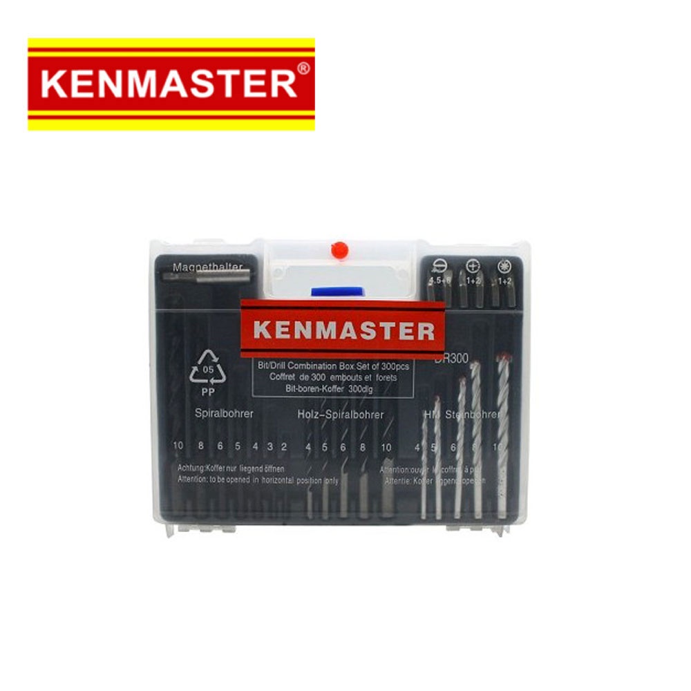 Kenmaster Mata Bor Set Besi Kayu Tembok Obeng C3001 Bit Drill Combination Box Set 300 Pcs