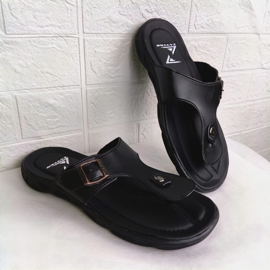 Sendal pria kulit japit original sandal jepit hitam ZATIRO cowok laki dewasa model slide casual bapak2 buat acara resmi jagong lebaran branded