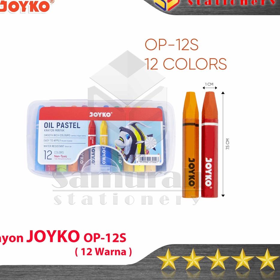 

Best QZKAG Crayon Joyko OP-12s / Krayon Minyak isi 12 Warna / Oil Pastel OP 12S For Drawing Water Resistant Non Toxic 81 Serba Murah