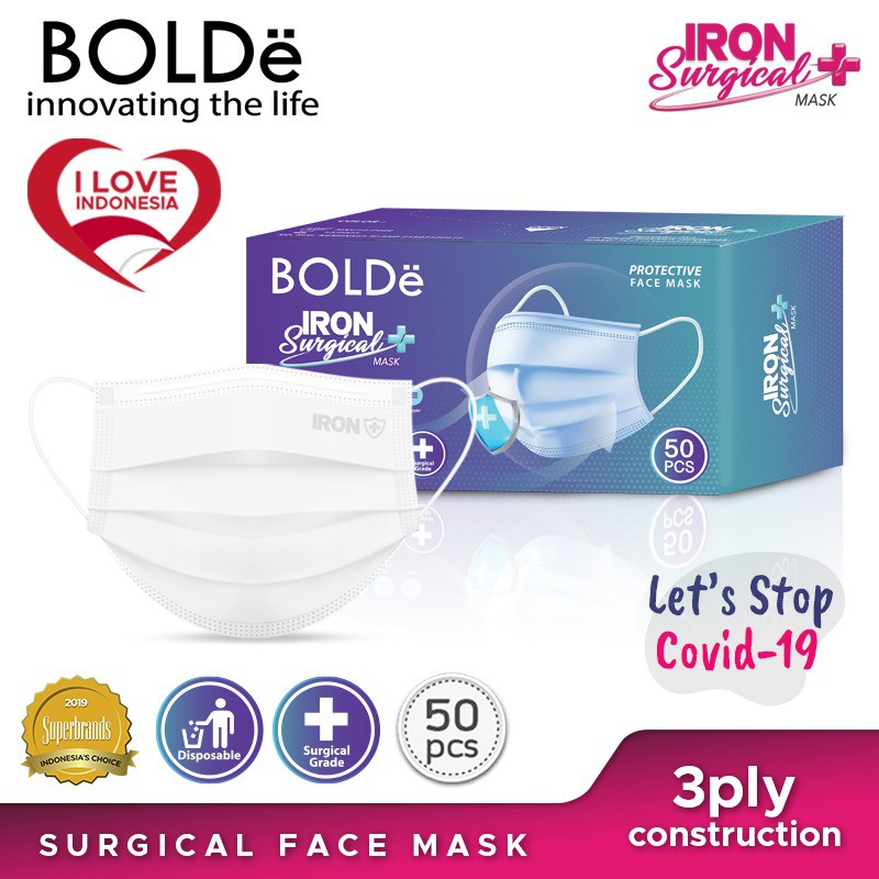 BOLDe Iron Mask Masker 3ply isi 50pcs/Box KEMENKES RI
