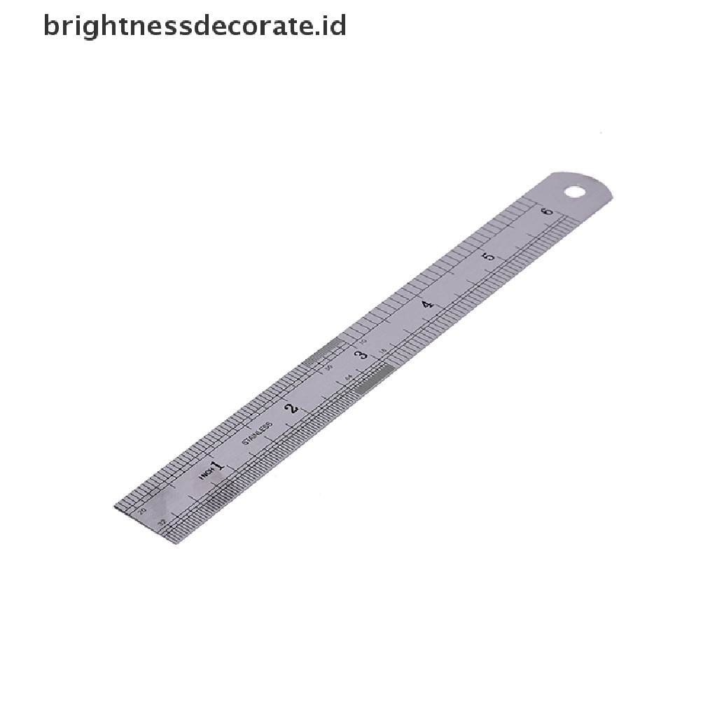 1pc Penggaris Metrik Dua Sisi Bahan Metal Ukuran 15cm