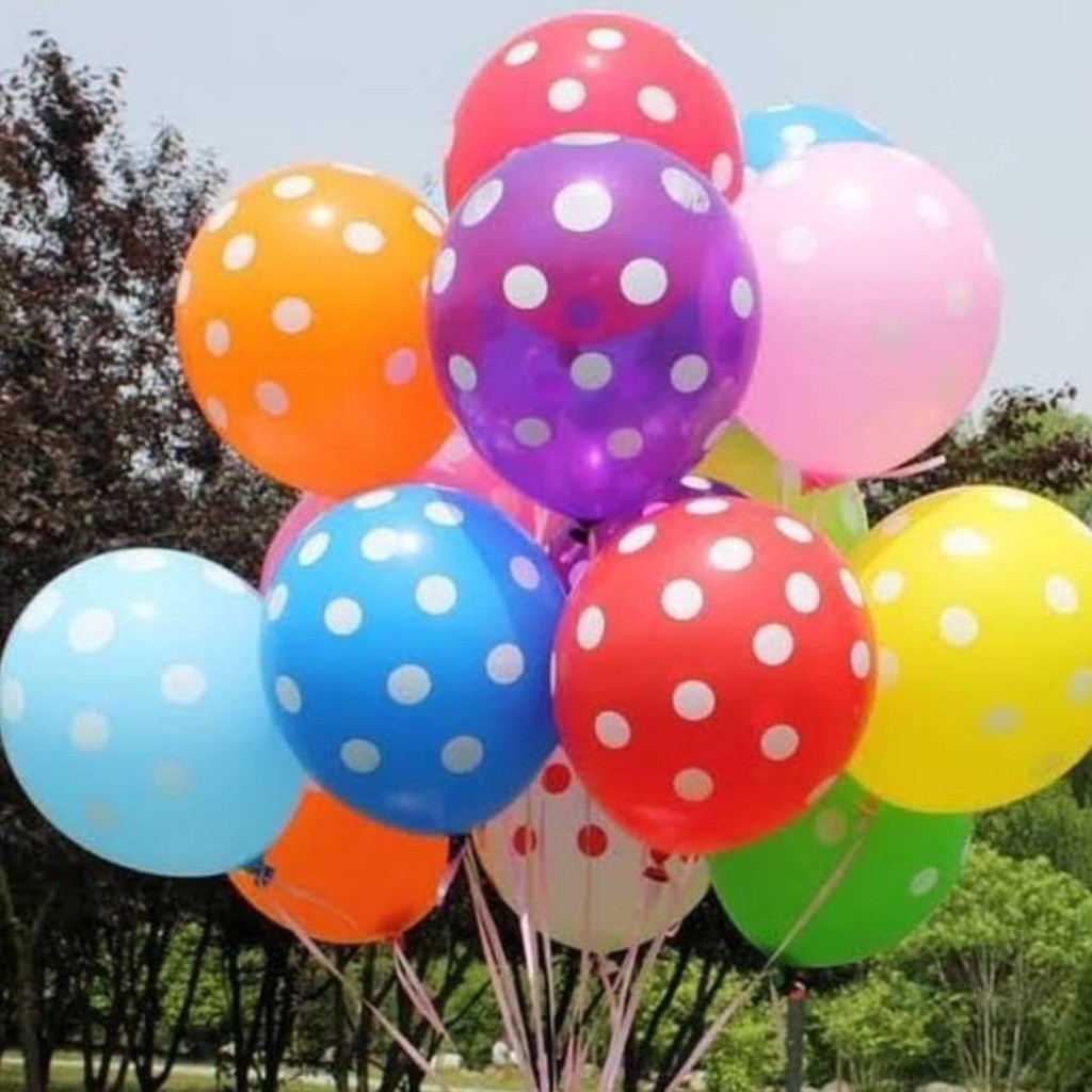 BALON POLKADOT WARNA WARNI karet tiup latex party pesta warna warni bintik