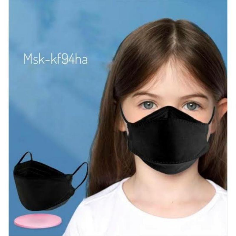 Masker Kf94 Kids Anak Black Hitam Isi 50 Pcs