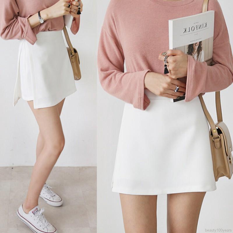 Rok Pendek  Model High Waist A Line Gaya Korea  untuk  Wanita  