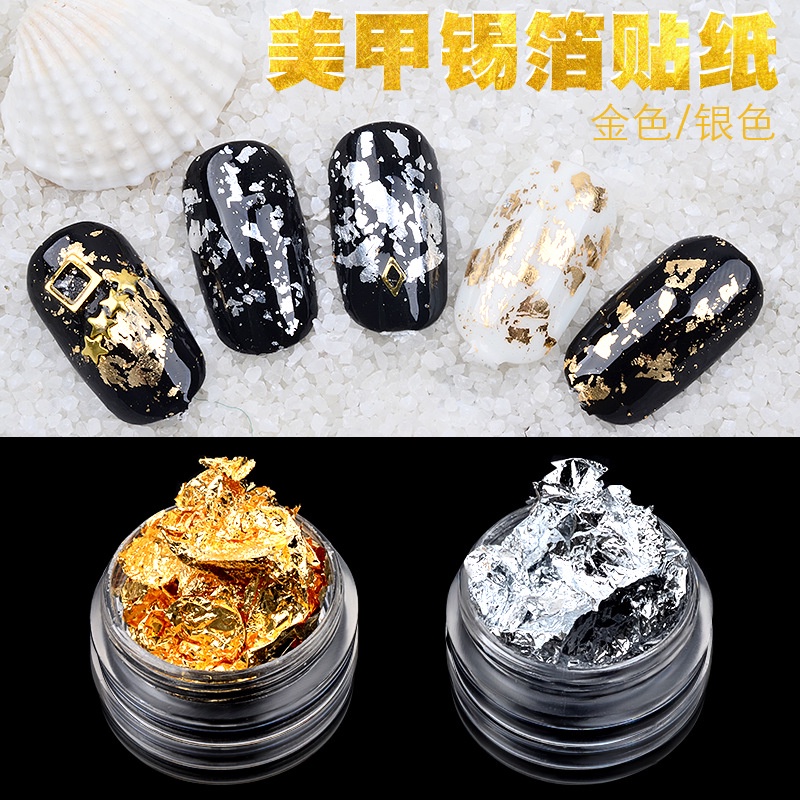 Nail Foil Silver Gold Foil Paper untuk Nail Art Alumunium Flake Foil Nail Art/