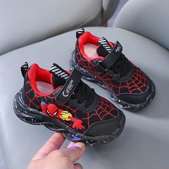 Spider5 With Led Sepatu Anak Import Size 21-35 Usia 1-8 Tahun