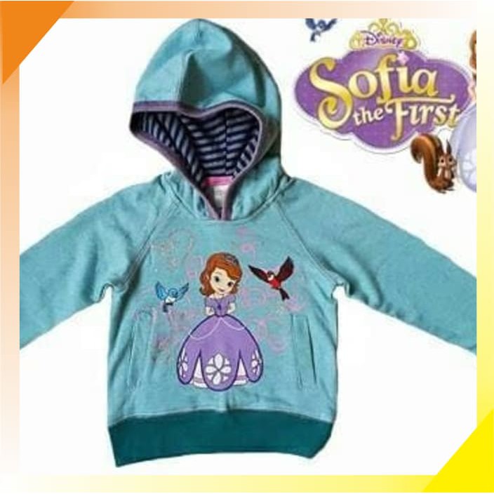 Jaket Topi Sweater Anak Princess Sofia Hijau Green/ Hoodie Jacket SH424