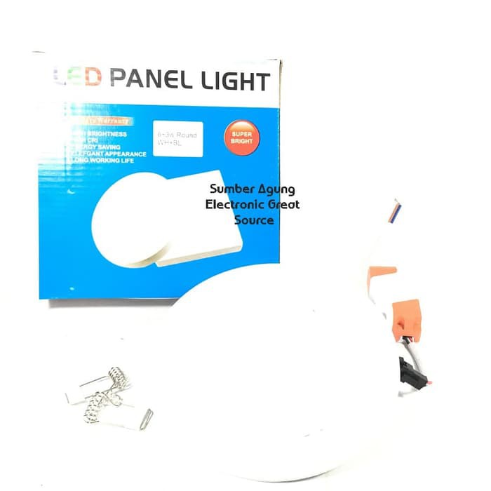 LED Panel Light 2 Warna Putih Biru 6W + 3W Bulat Downlight 2Warna Emico