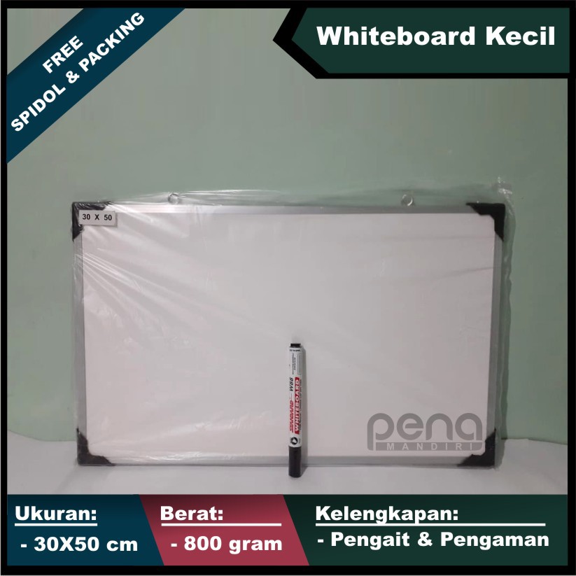 Whiteboard Kecil Murah / White Board 30 x 50 cm Bonus Spidol