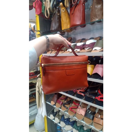 TAS SELEMPANG WANITA KULIT ASLI NEW MERAH BATA