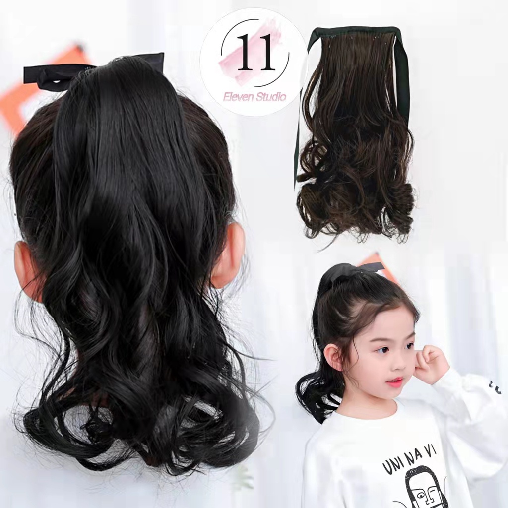 Rambut Palsu Anak Hair Clip Curly Wig Anak Ponytail Anak Curly Tali