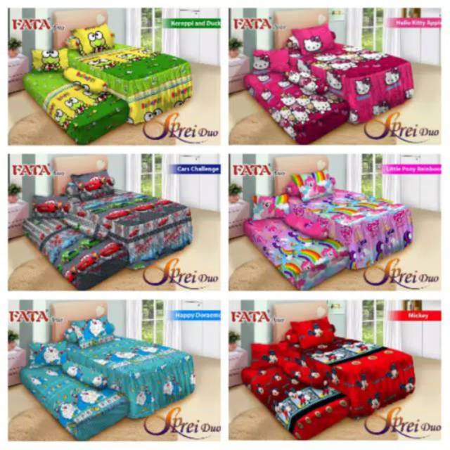 Sprei Sorong Set 2 In 1 Motif Karakter Uk Single 120x200