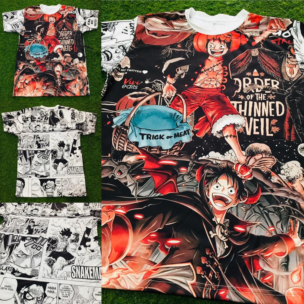 Tshirt Luffy Treat or Meat Halloween Fullprint Anime One Piece Manga