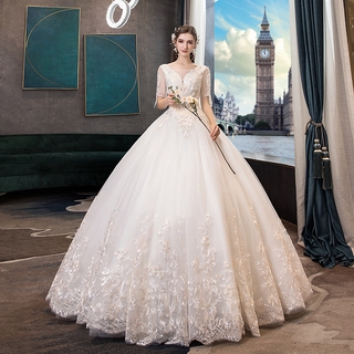 half lace wedding dress