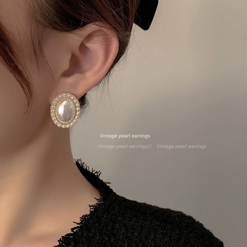 Anting Stud Hias Mutiara Gaya Vintage Korea Untuk Wanita